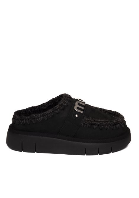 Black sheepskin sabot MOU | BOUNCE CLOG METAL531001A-BKB